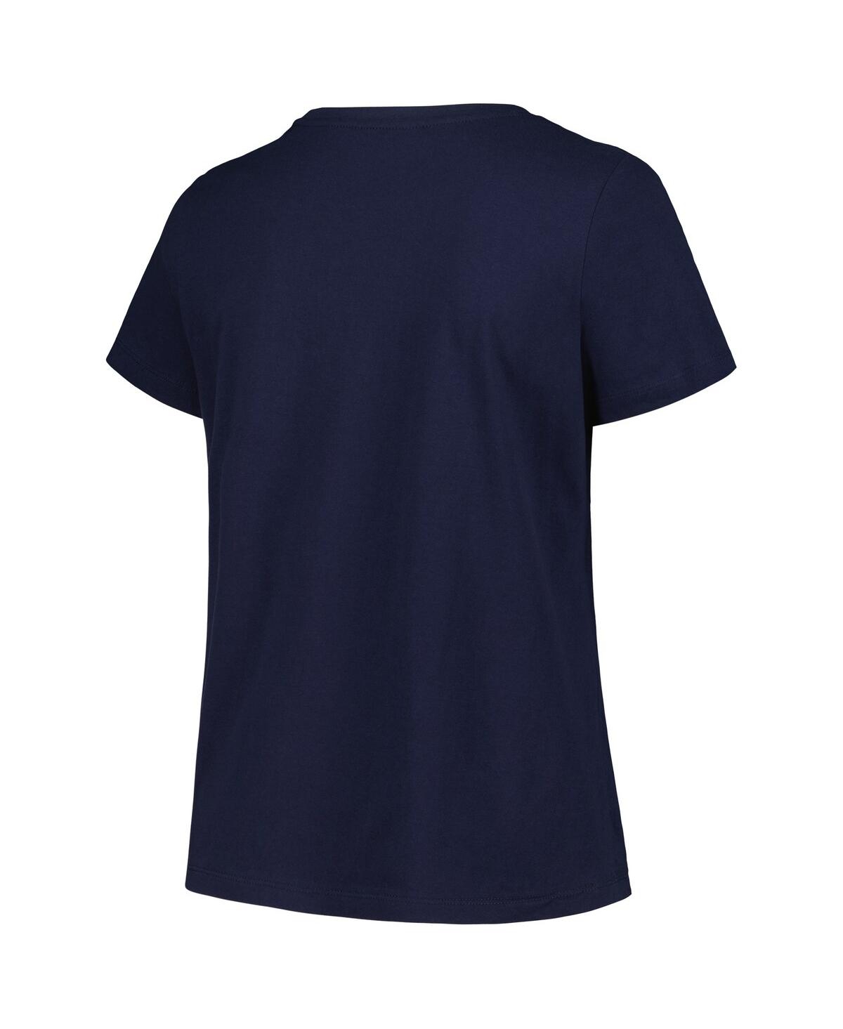Shop Profile Women's  Navy Michigan Wolverines Plus Size Arch Over Logo Scoop Neck T-shirt