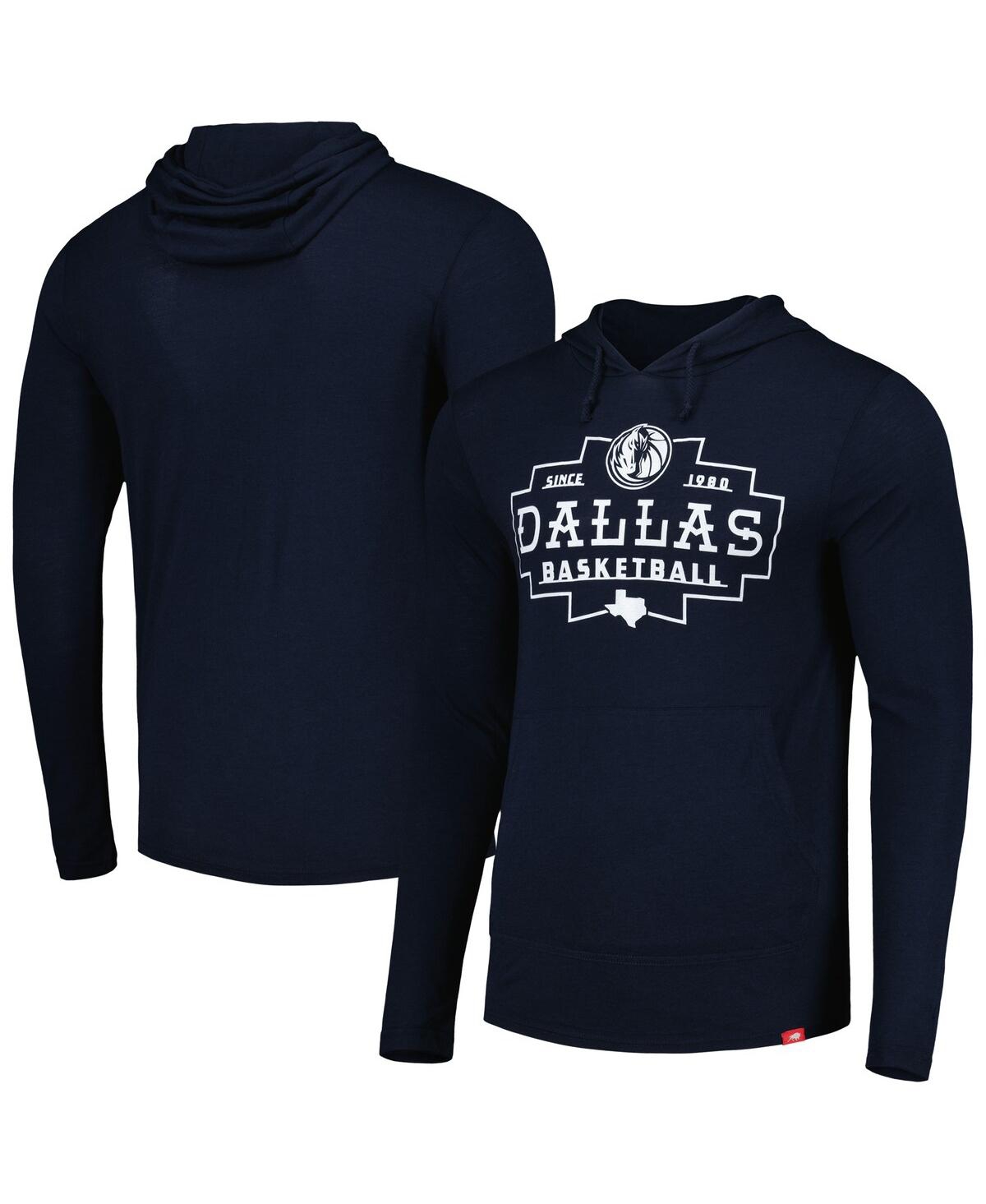 Sportiqe Men's And Women's  Navy Dallas Mavericks Rowan Tri-blend Long Sleeve Hoodie T-shirt