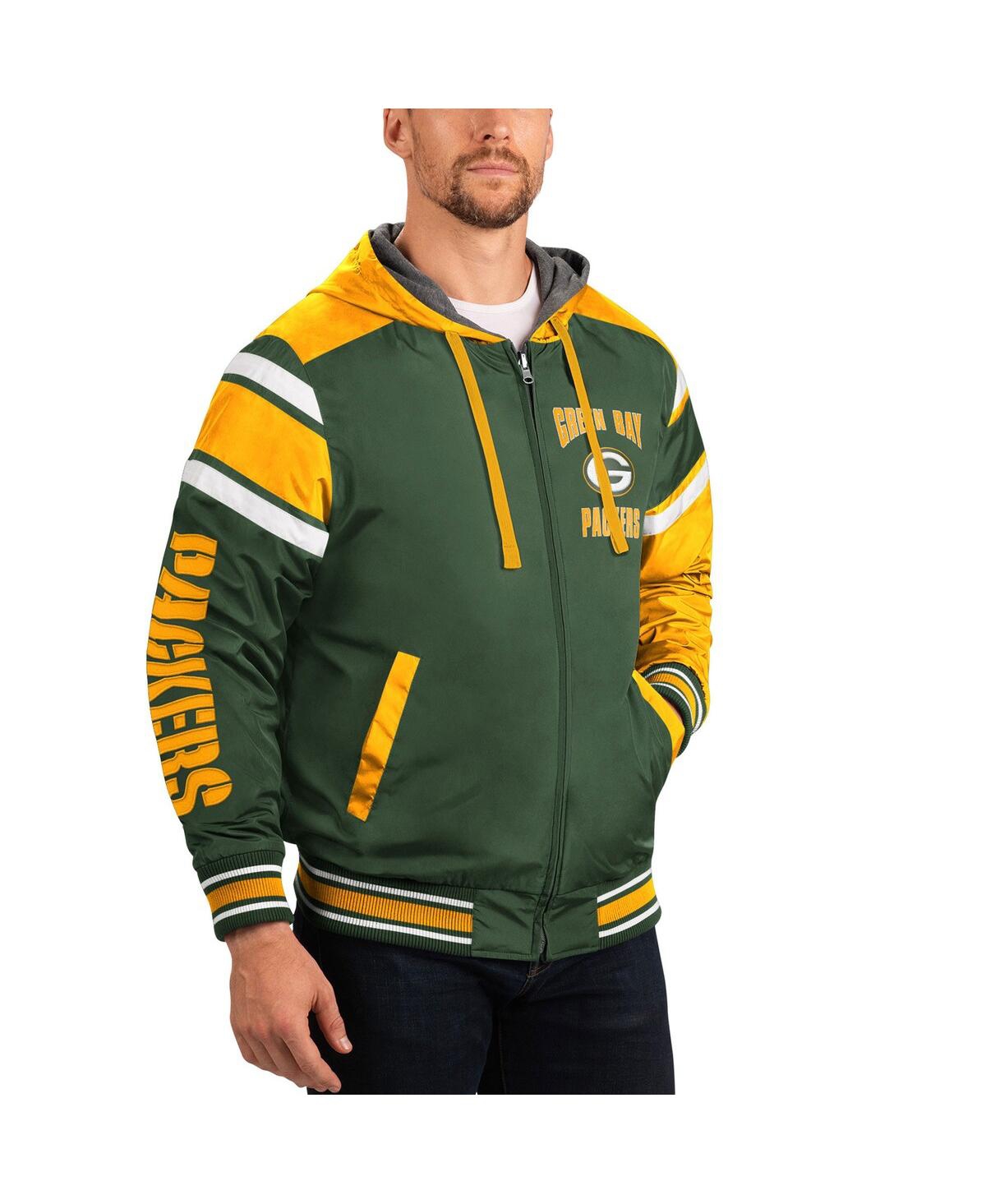 Men's G-iii Sports by Carl Banks Gray Green Bay Packers Extreme Full Back Reversible Hoodie Full-Zip Jacket - Green