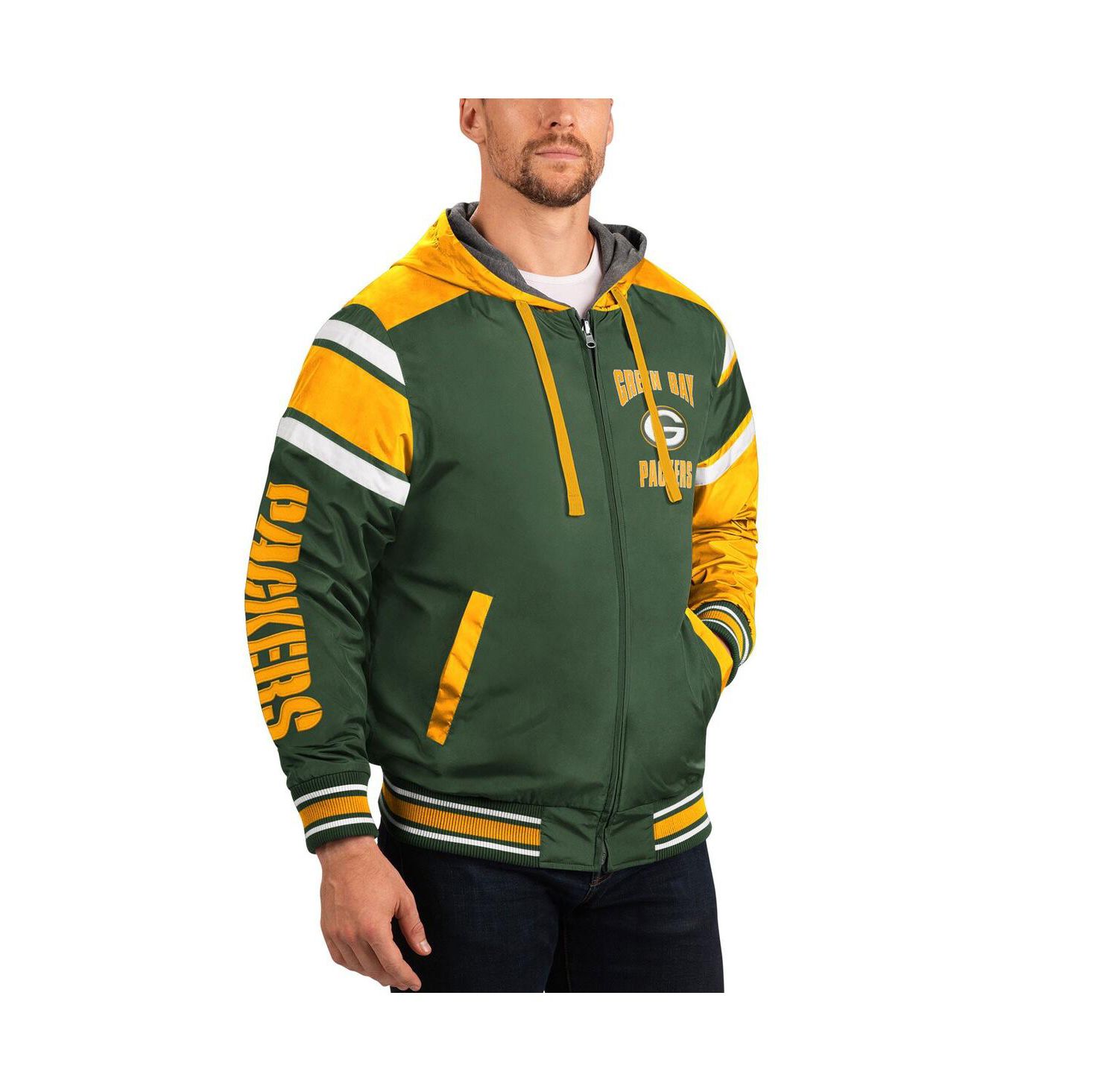 Men's Green, Gray Green Bay Packers Extreme Full Back Reversible Hoodie Full-Zip Jacket