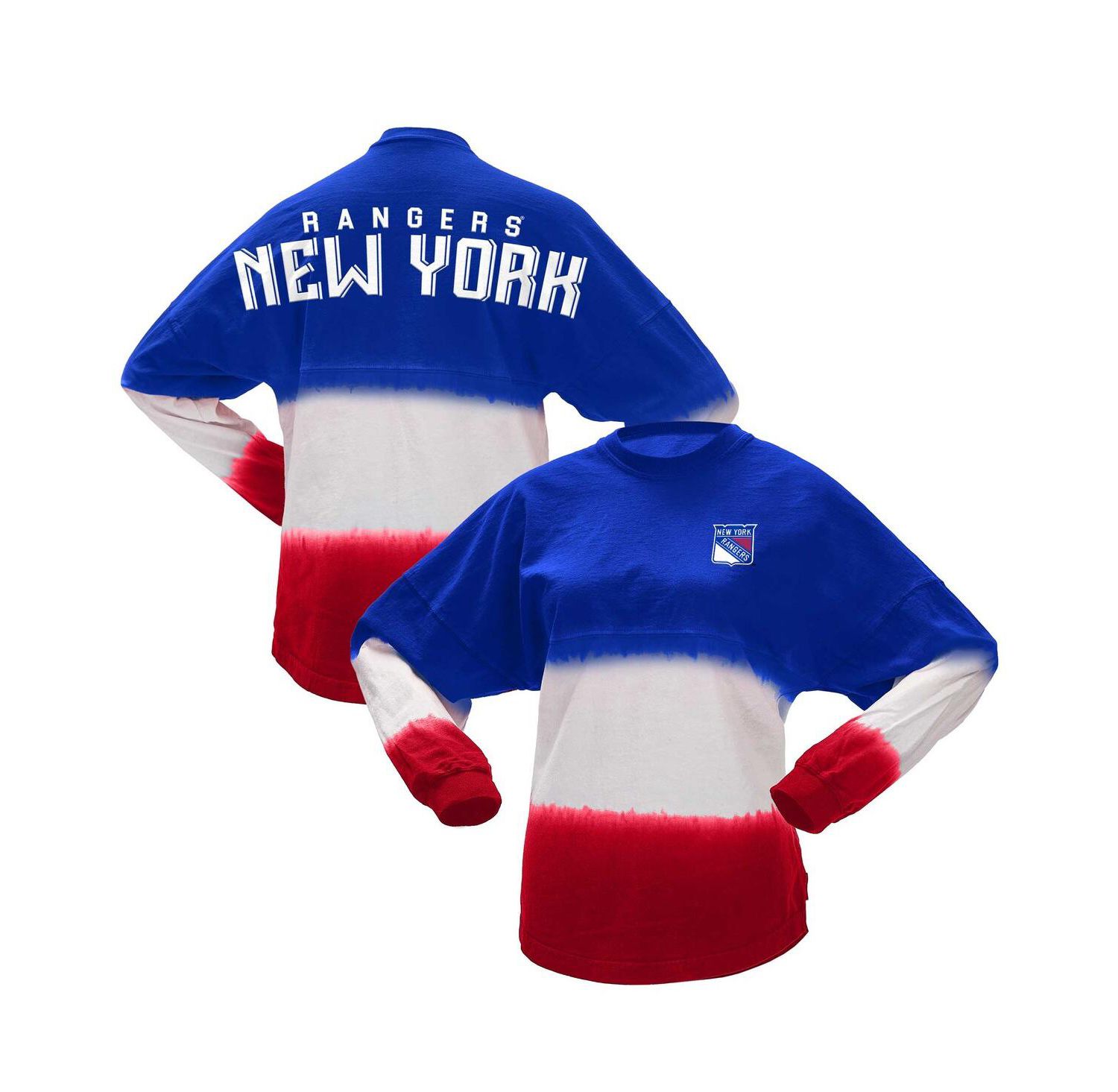 Women's Blue, Red New York Rangers Ombre Long Sleeve T-shirt