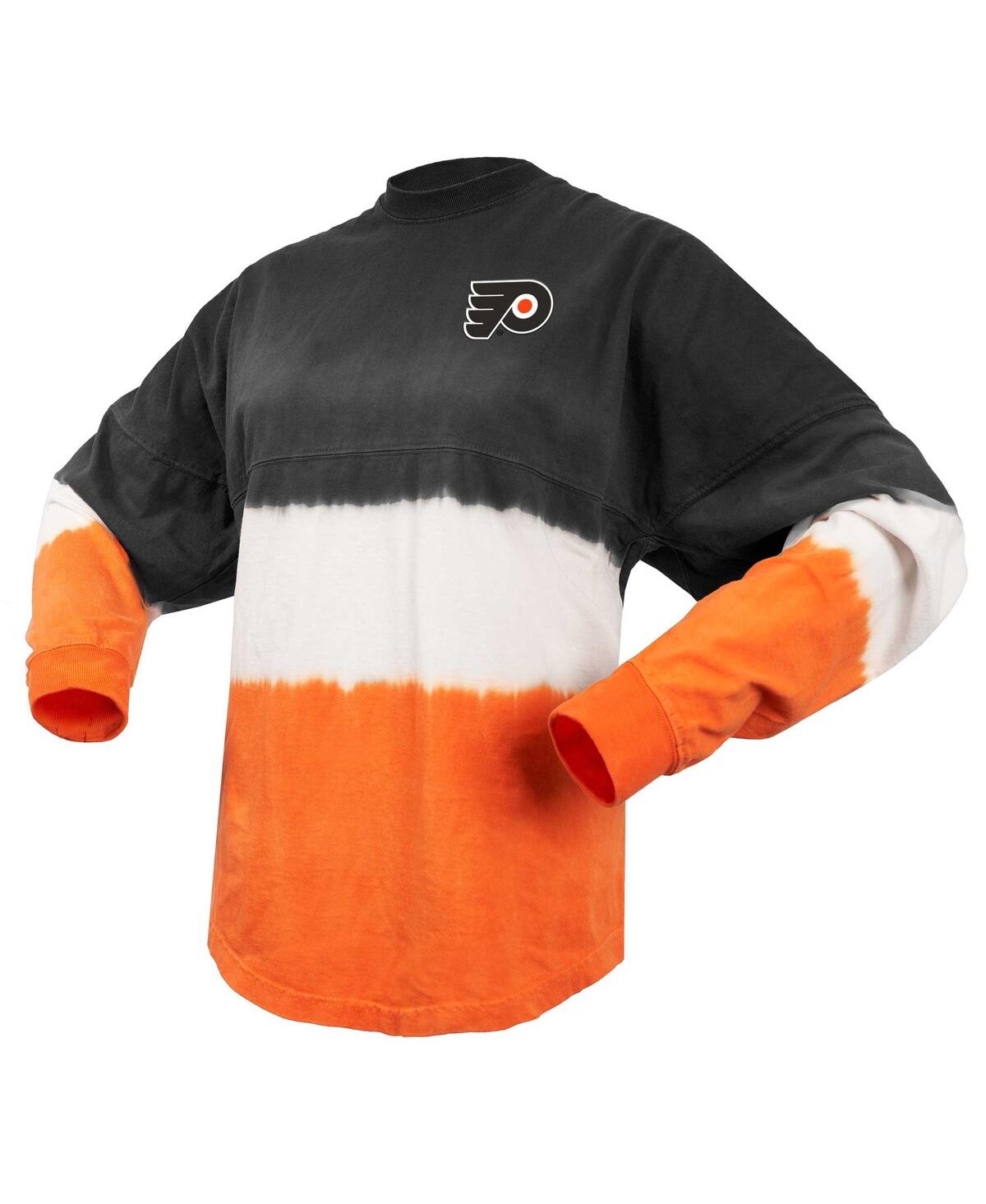 Shop Spirit Jersey Women's  Black, Orange Philadelphia Flyers Ombre Long Sleeve T-shirt In Black,orange