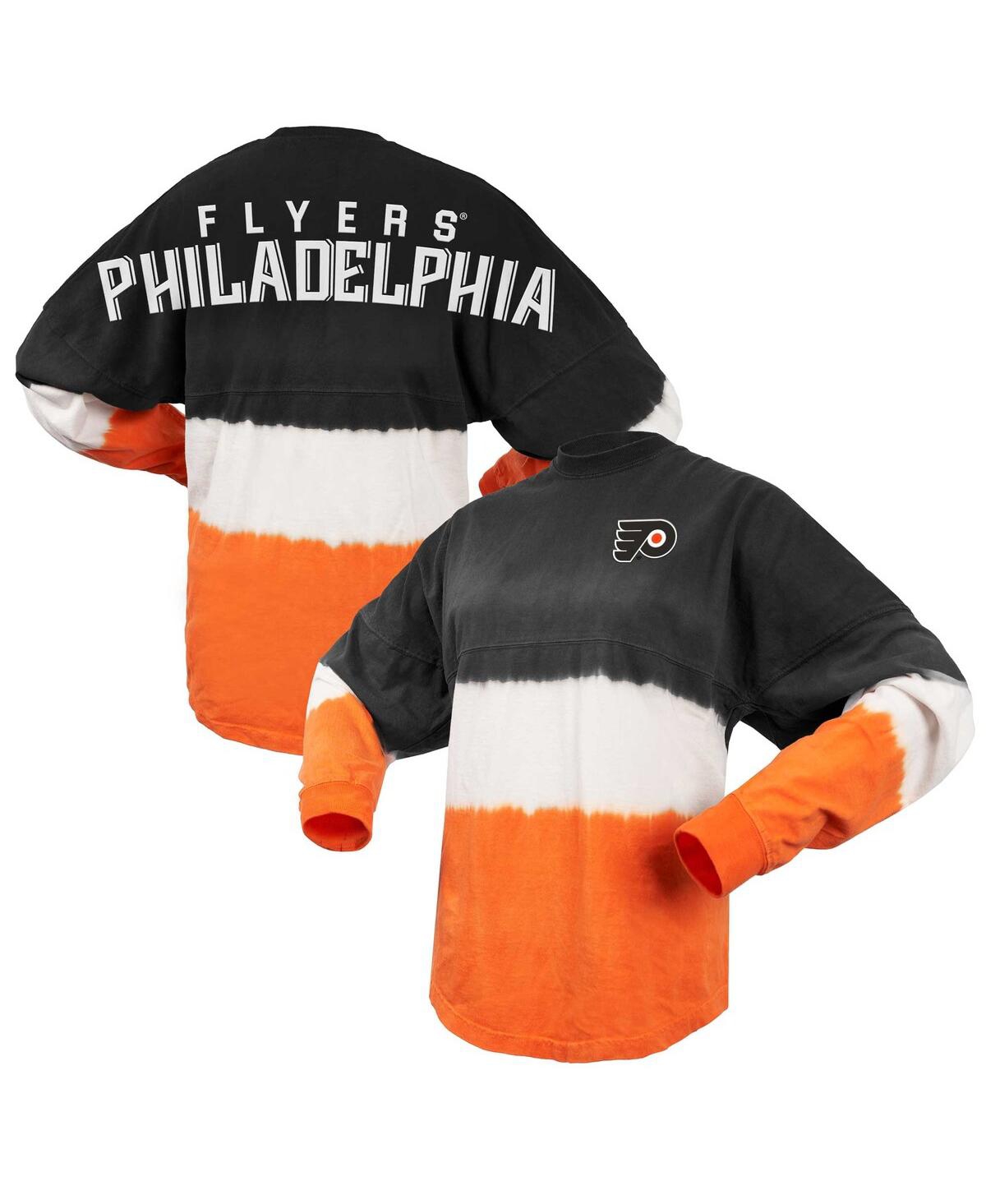 Women's Spirit Jersey Black, Orange Philadelphia Flyers Ombre Long Sleeve T-shirt - Black, Orange