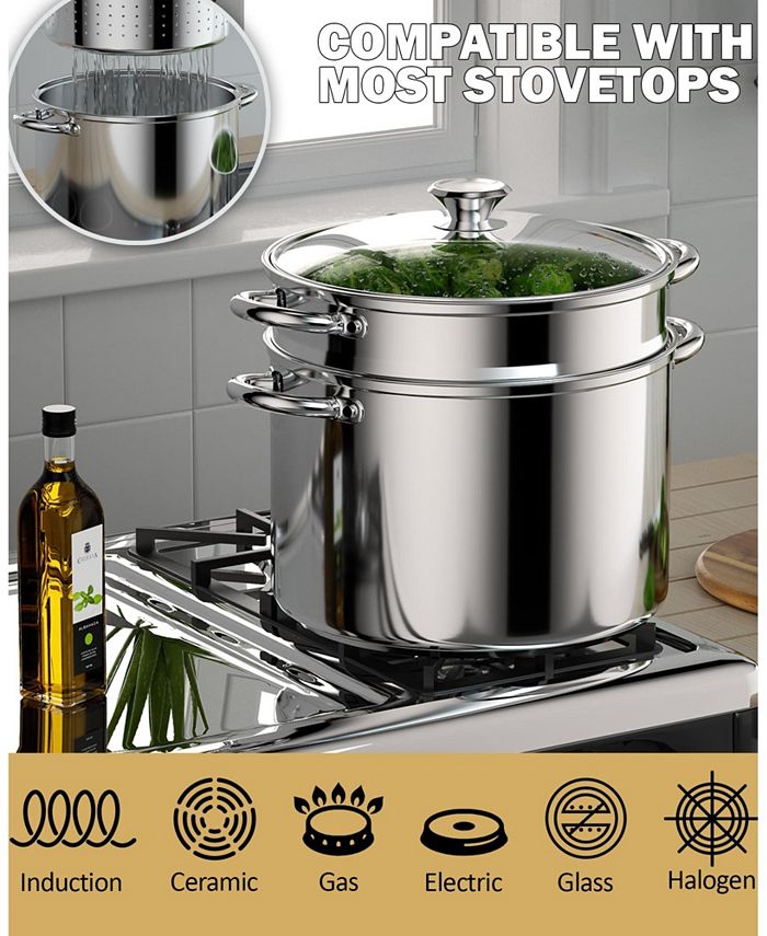 Cook N Home Kitchen Cookware Sets, 12-Piece Basic Stainless Steel Pots And Pans, Silver | Arden Fair