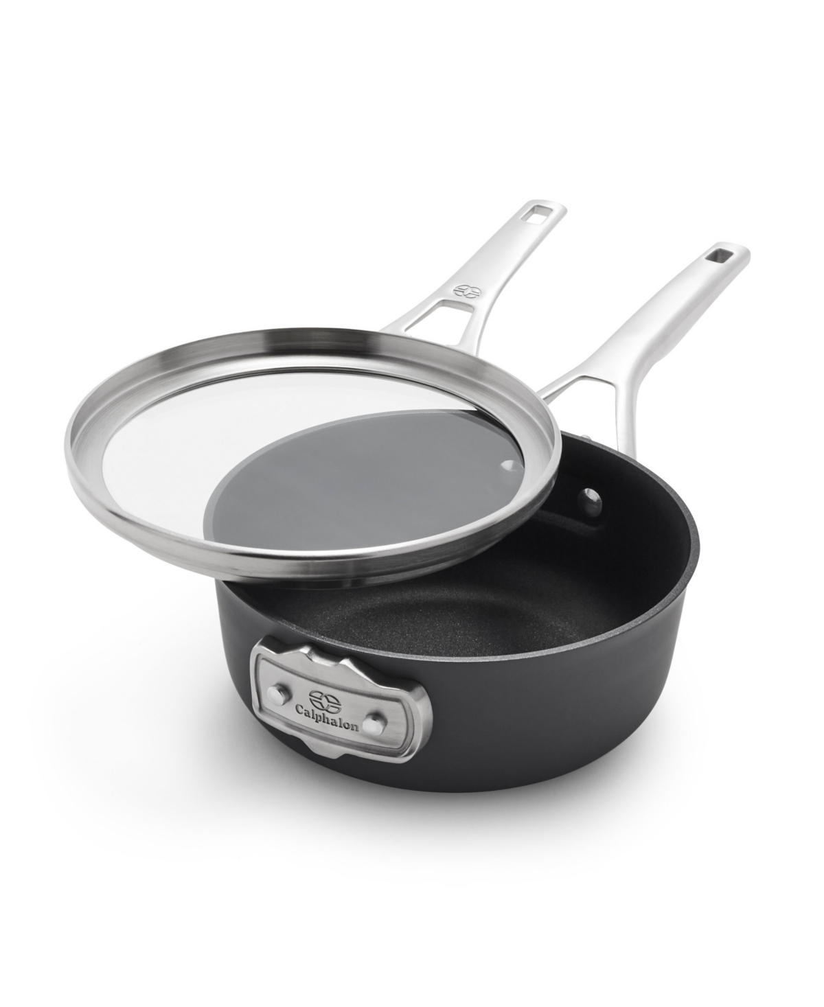 Calphalon Premier Space-saving Hard-anodized Aluminum Nonstick, 2.5-quart Sauce Pan With Lid In Black,stainless Steel