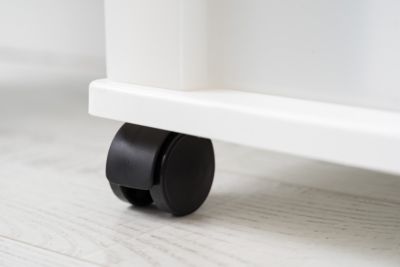 USA 4 Drawer Plastic Wide Storage Chest with 4 Casters, White/Natural