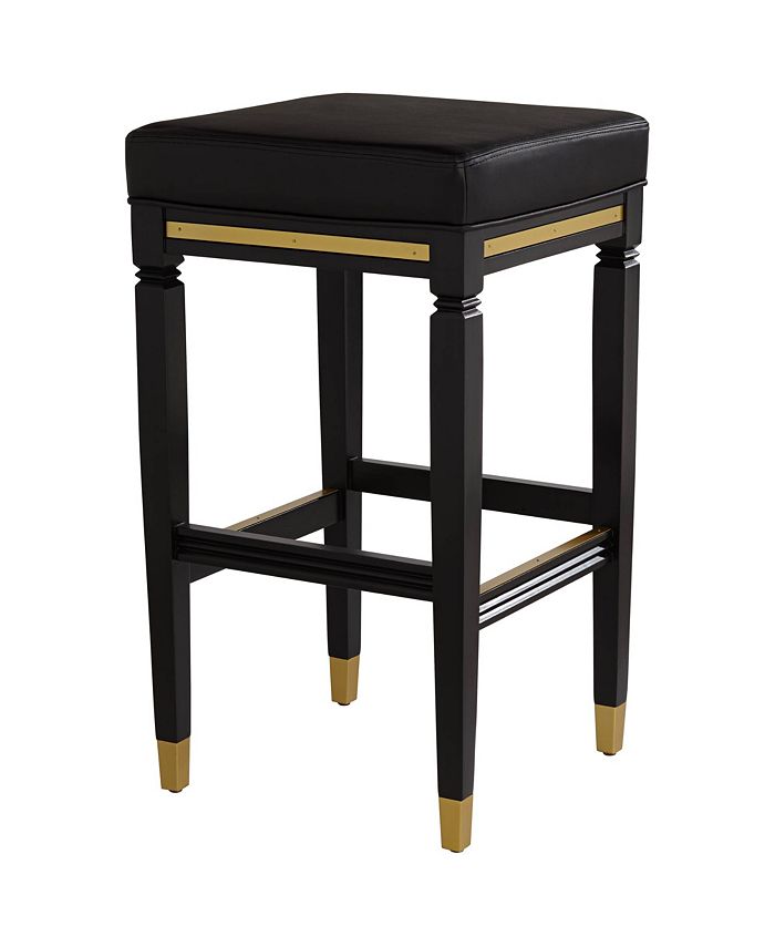 55 Downing Street Jaxon Wood Bar Stool Black Gold 31 1/4" High Mid