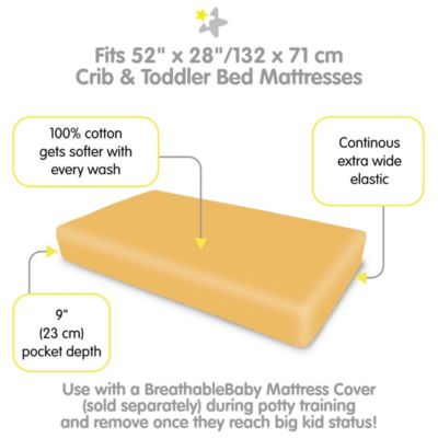 Cotton Percale Fitted Sheet, For 52" x 28" Crib & Toddler Bed Mattress (2-Pack)