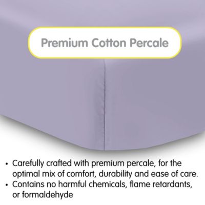 Cotton Percale Fitted Sheet, For 52" x 28" Crib & Toddler Bed Mattress (2-Pack)