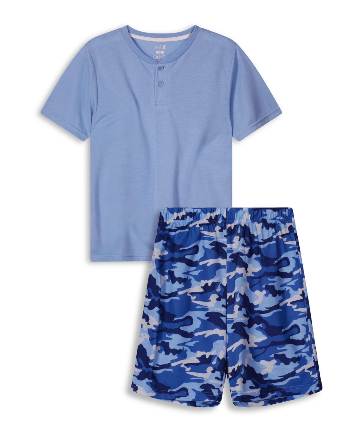 Shop Max & Olivia Boys Soft Jersey Fabric Shorts Pajama Set, 2 Piece In Blue