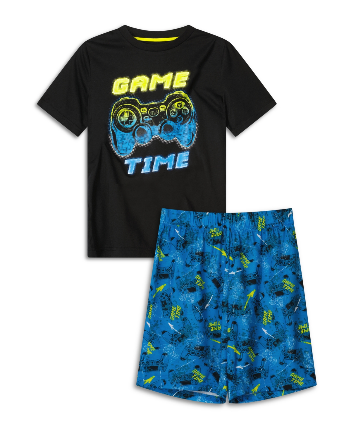 Shop Max & Olivia Boys Soft Jersey Fabric Shorts Pajama Set, 2 Piece In Black