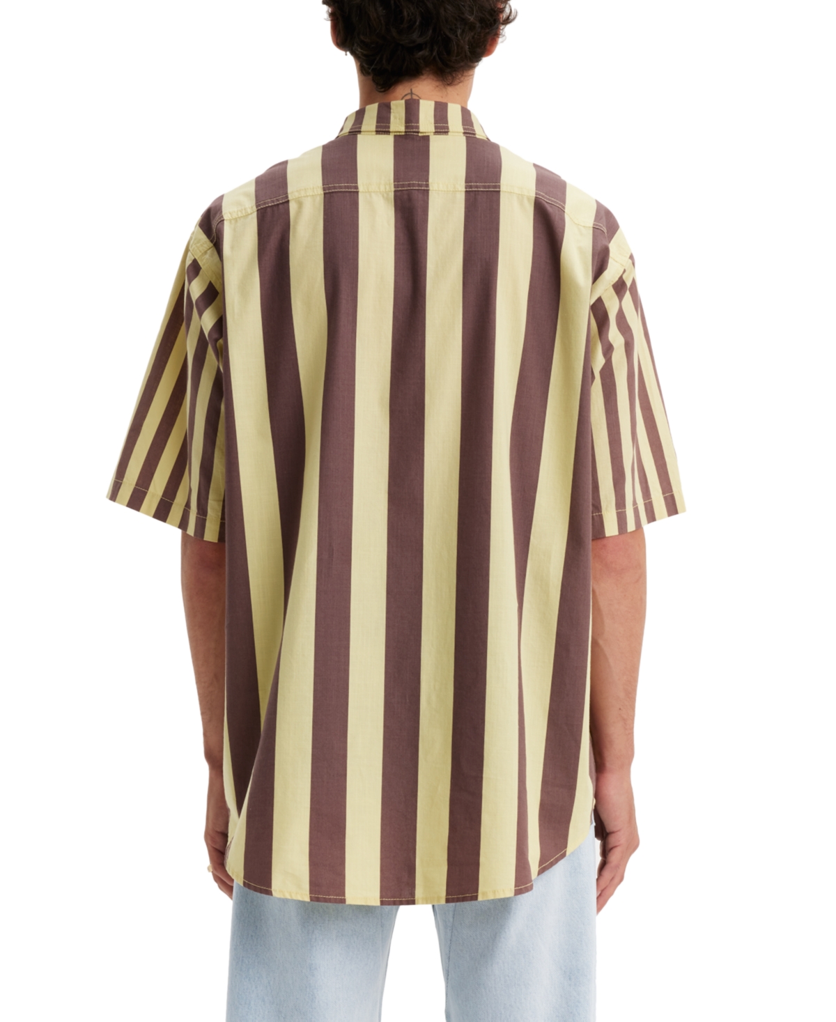 Shop Levi's Men's Woven Skate Stripe Shirt In Banana Split Brown Yellow