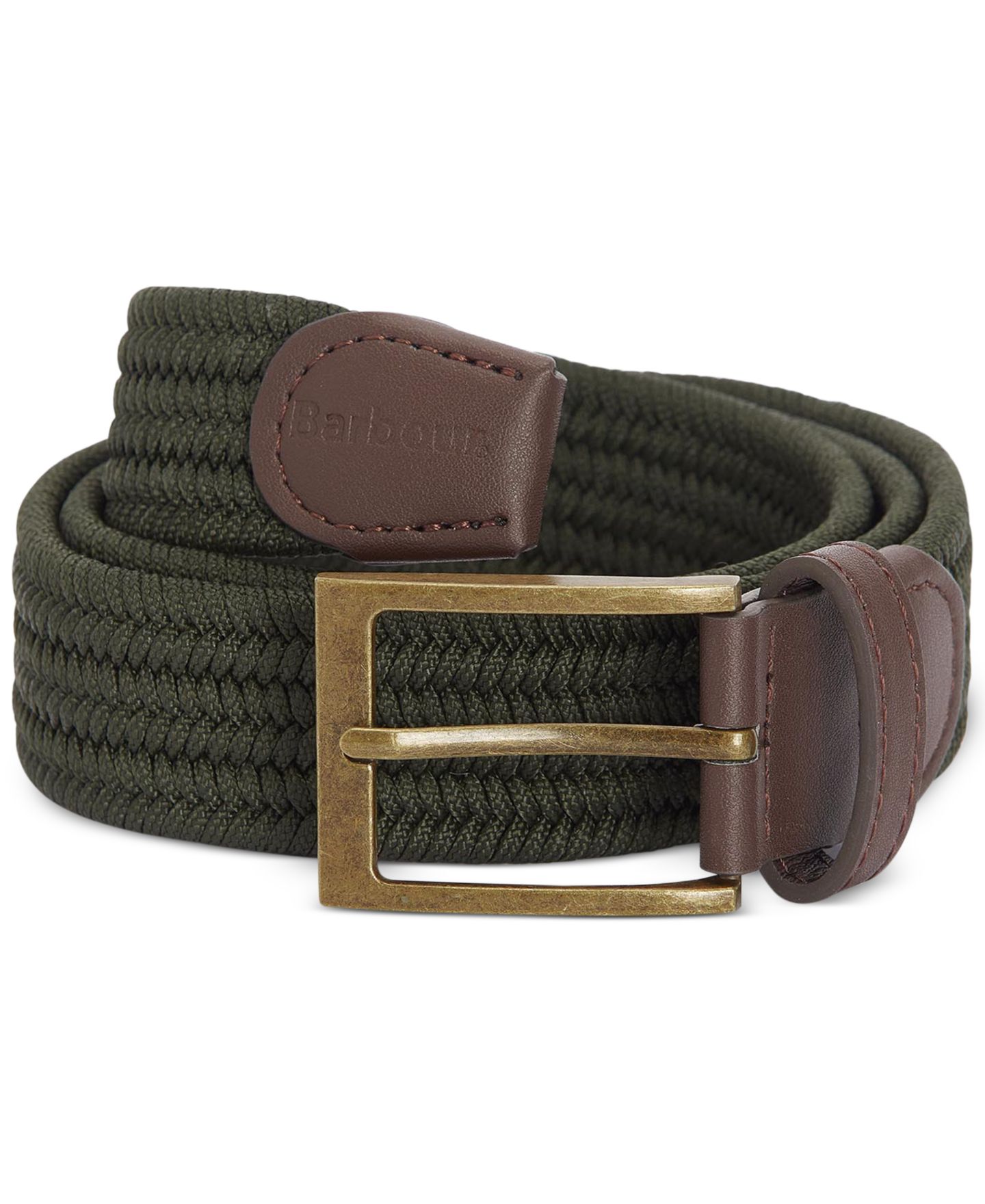 Мужской ремень Barbour 35MM Nevis Stretch Webbing Belt, цвет: Зелёный — фото 1
