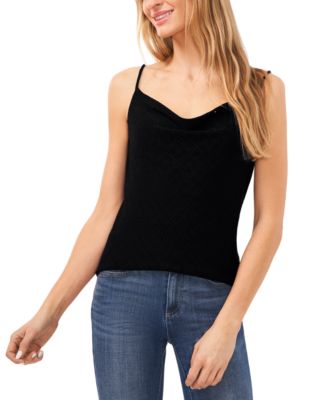 CeCe - Women's Eyelet Spaghetti-Strap Cowl Neck Top