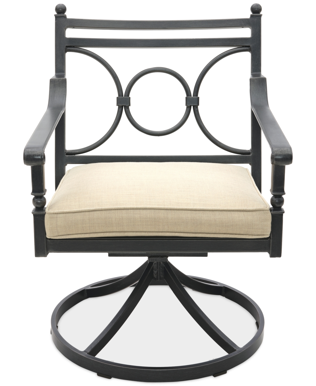 Agio Wythburn Mix And Match Scroll Outdoor Swivel Chair In Straw Natural,bronze Finish