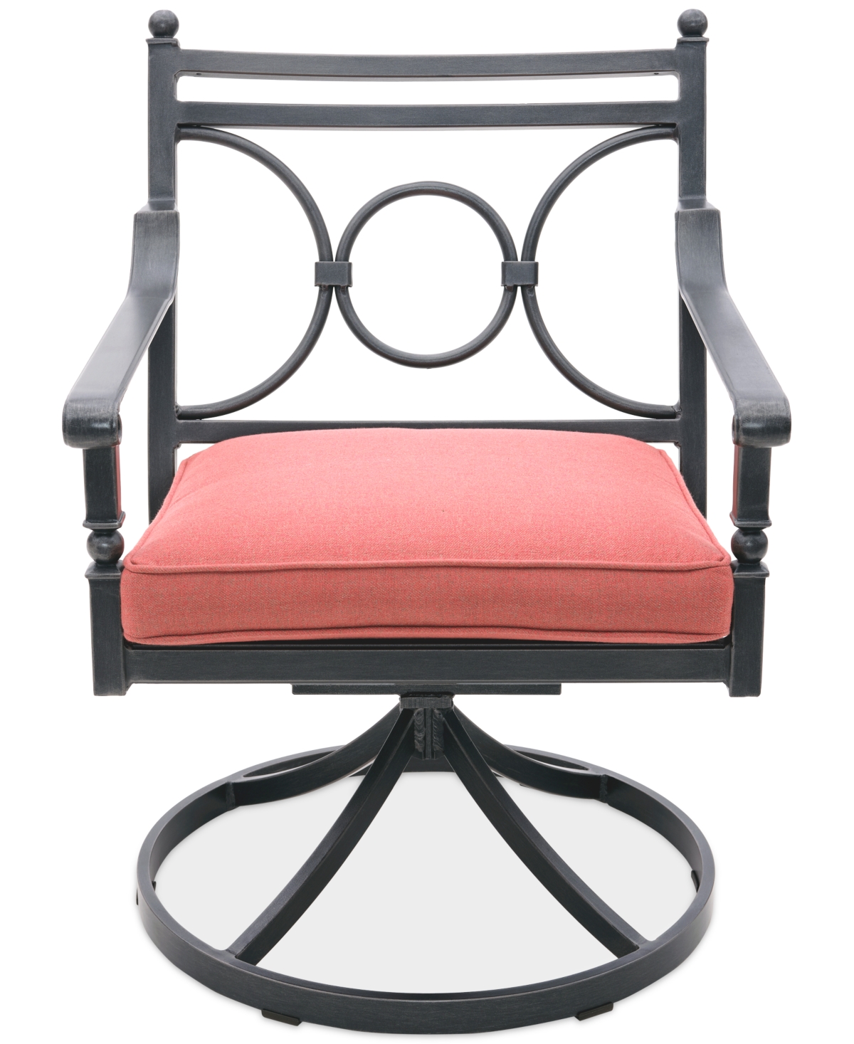 Agio Wythburn Mix And Match Scroll Outdoor Swivel Chair In Peony Brick Red,pewter Finish
