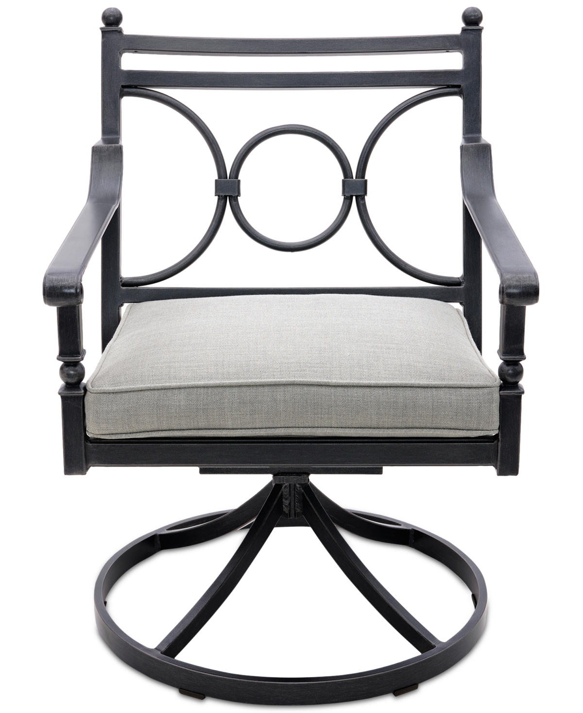 Shop Agio Wythburn Mix And Match Scroll Outdoor Swivel Chair In Oyster Light Grey,pewter Finish