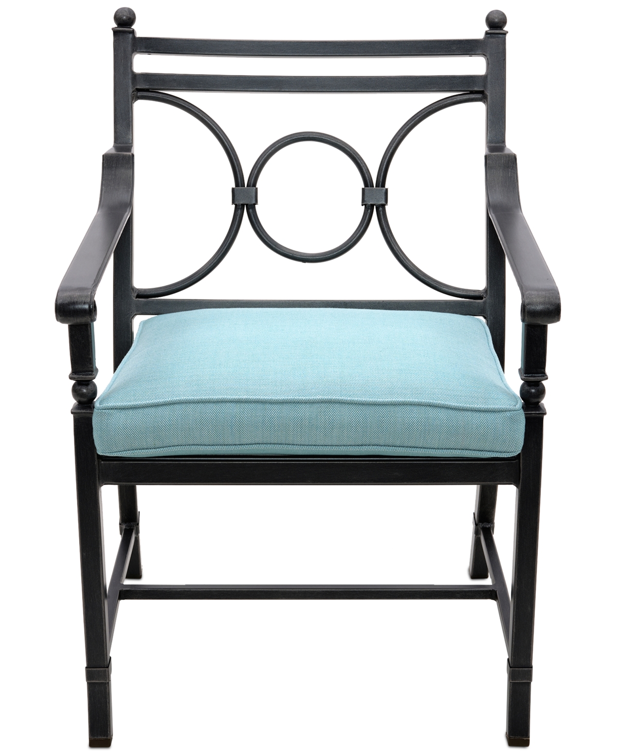 Agio Wythburn Mix And Match Scroll Outdoor Swivel Chair In Spa Light Blue,pewter Finish