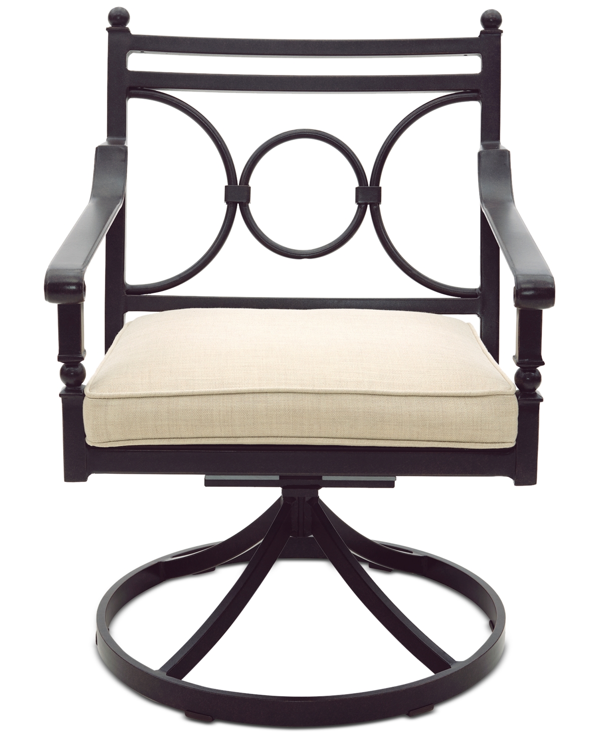 Shop Agio Wythburn Mix And Match Scroll Outdoor Swivel Chair In Straw Natural,bronze Finish