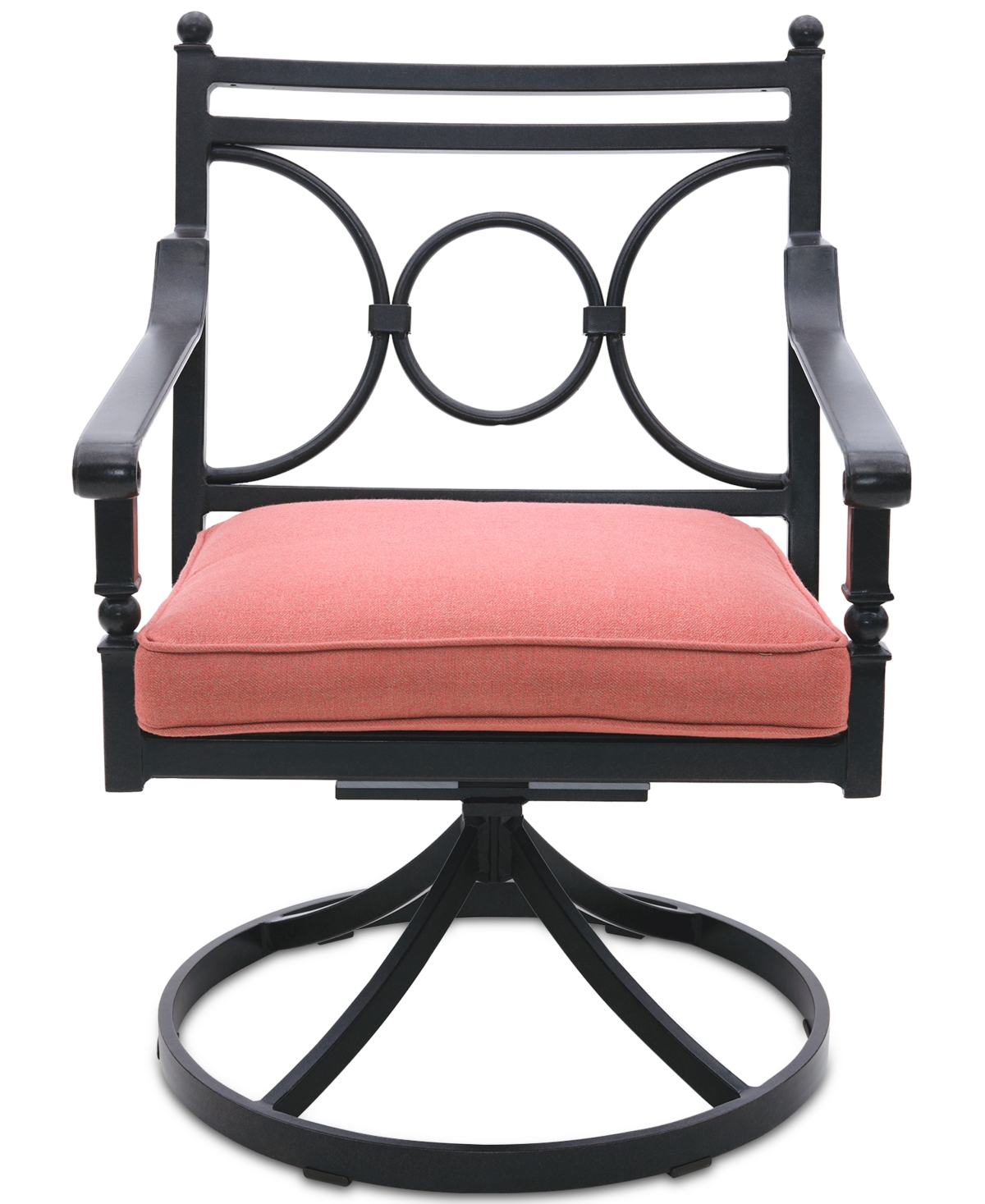 Agio Wythburn Mix And Match Scroll Outdoor Swivel Chair In Peony Brick Red,pewter Finish