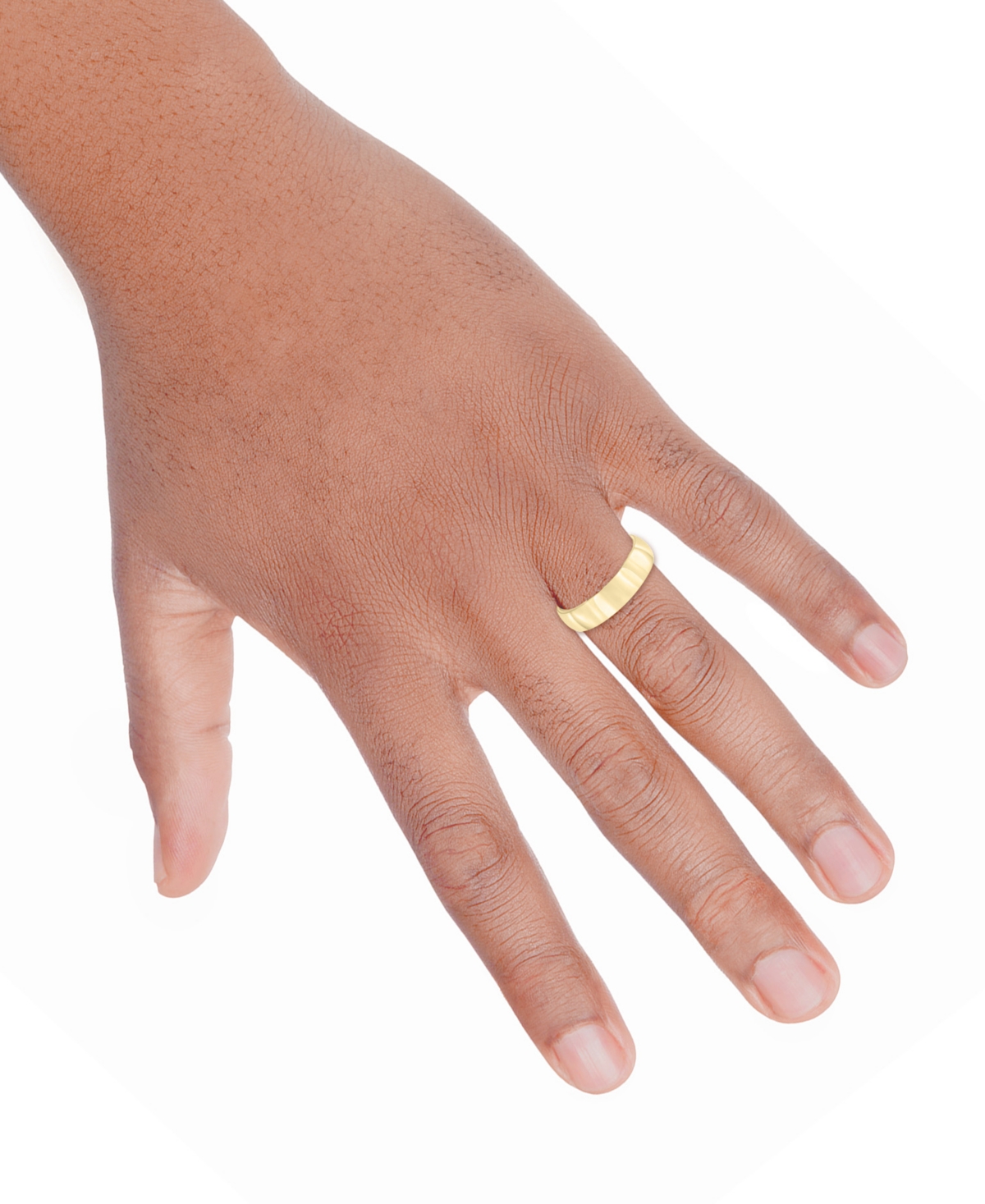 Men's Polished Wedding Band 18k Gold-Plated Sterling Silver (Also Silver)