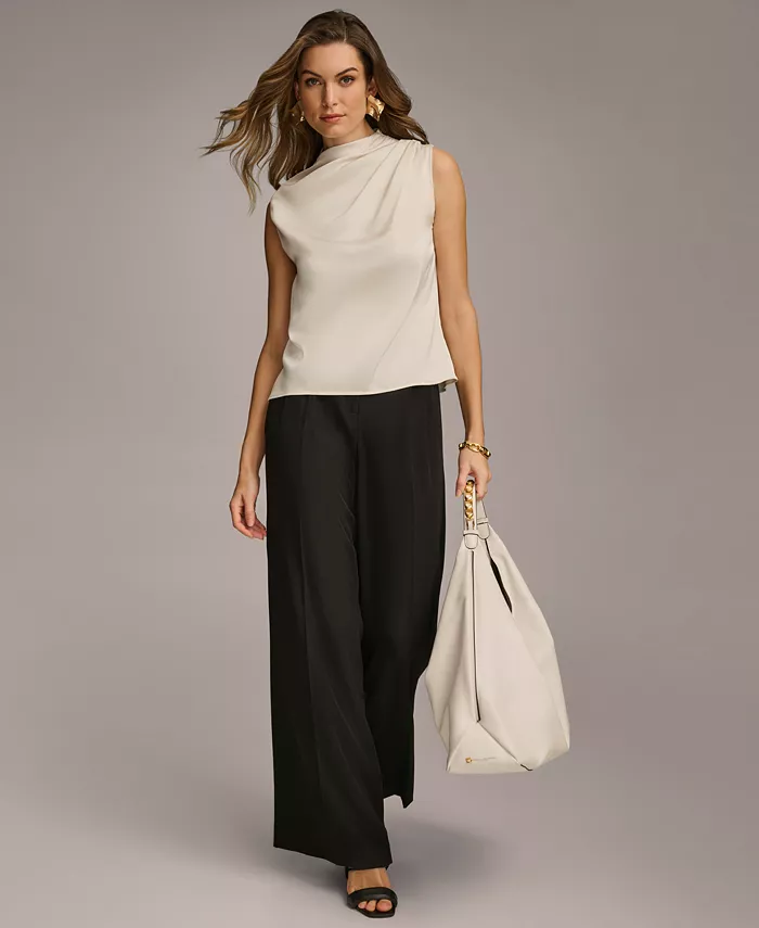 Women's Draped High Neck Sleeveless Top, Regular & Petite Sizes - thumbnail 5