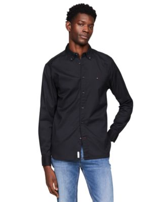 Tommy Hilfiger Men's Poplin Long Sleeve Button-Down Shirt - Macy's