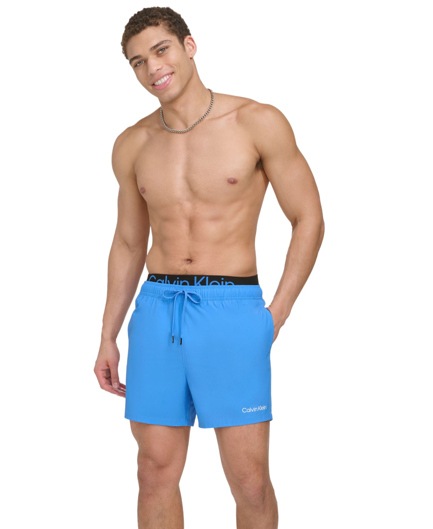 Men's Logo Elastic Waist Modern Euro 5" Volley Swim Trunks