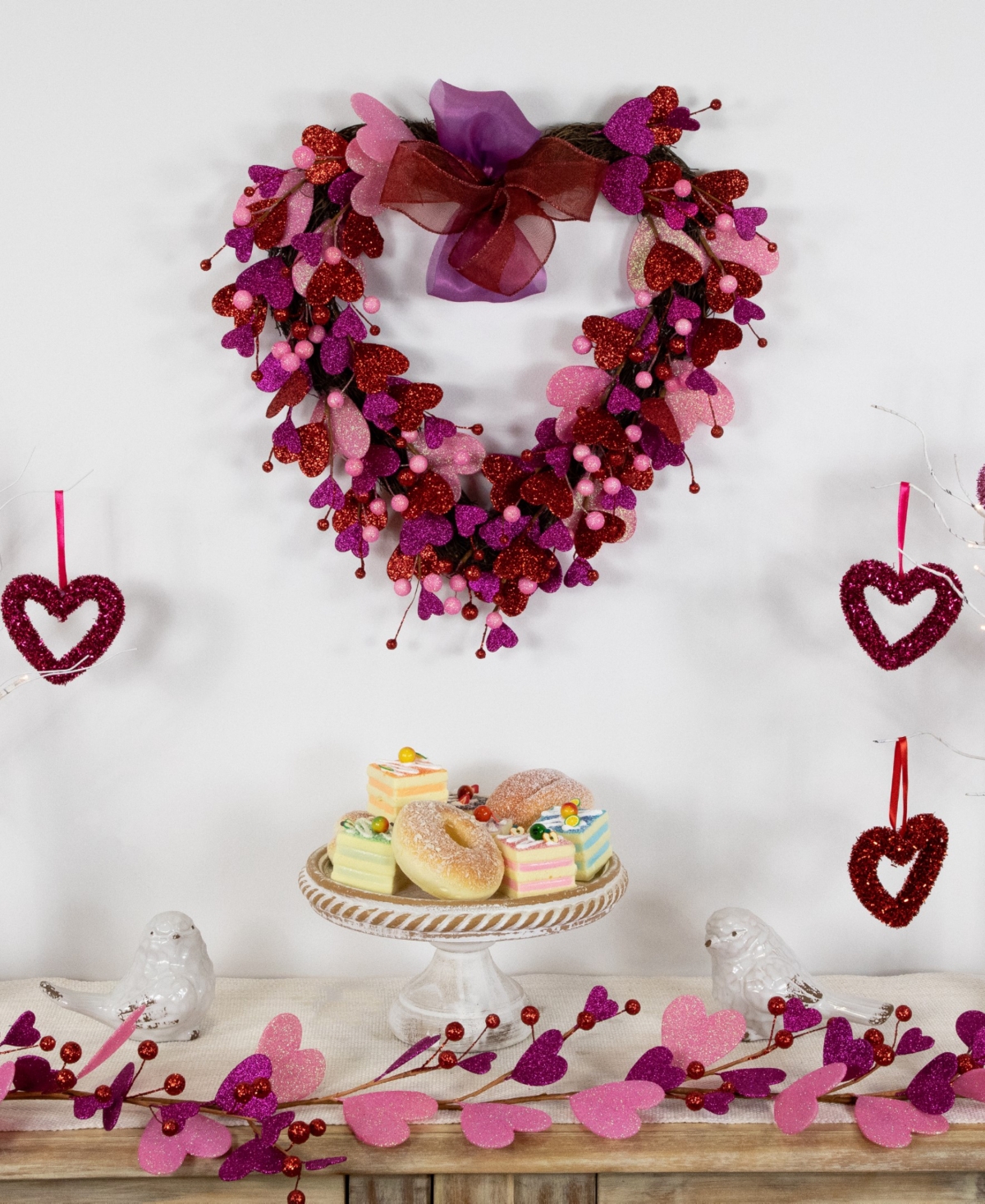 Shop Northlight Hearts With Berries Valentine's Day Wreath, 20" In Pink