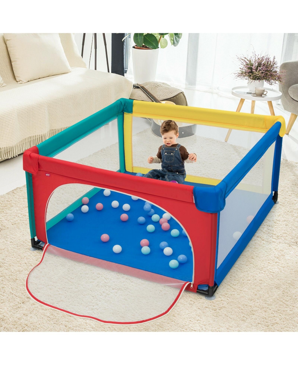 Safety Play Center Yard with 50 Balls for Baby Infant/Toddler - Multi-color