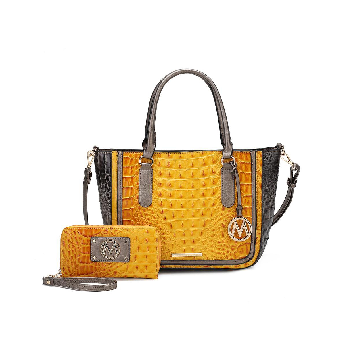 Mkf Collection Bonnie Gradient Rainbow Faux Crocodile-Embossed Satchel Bag with Wallet By Mia K
