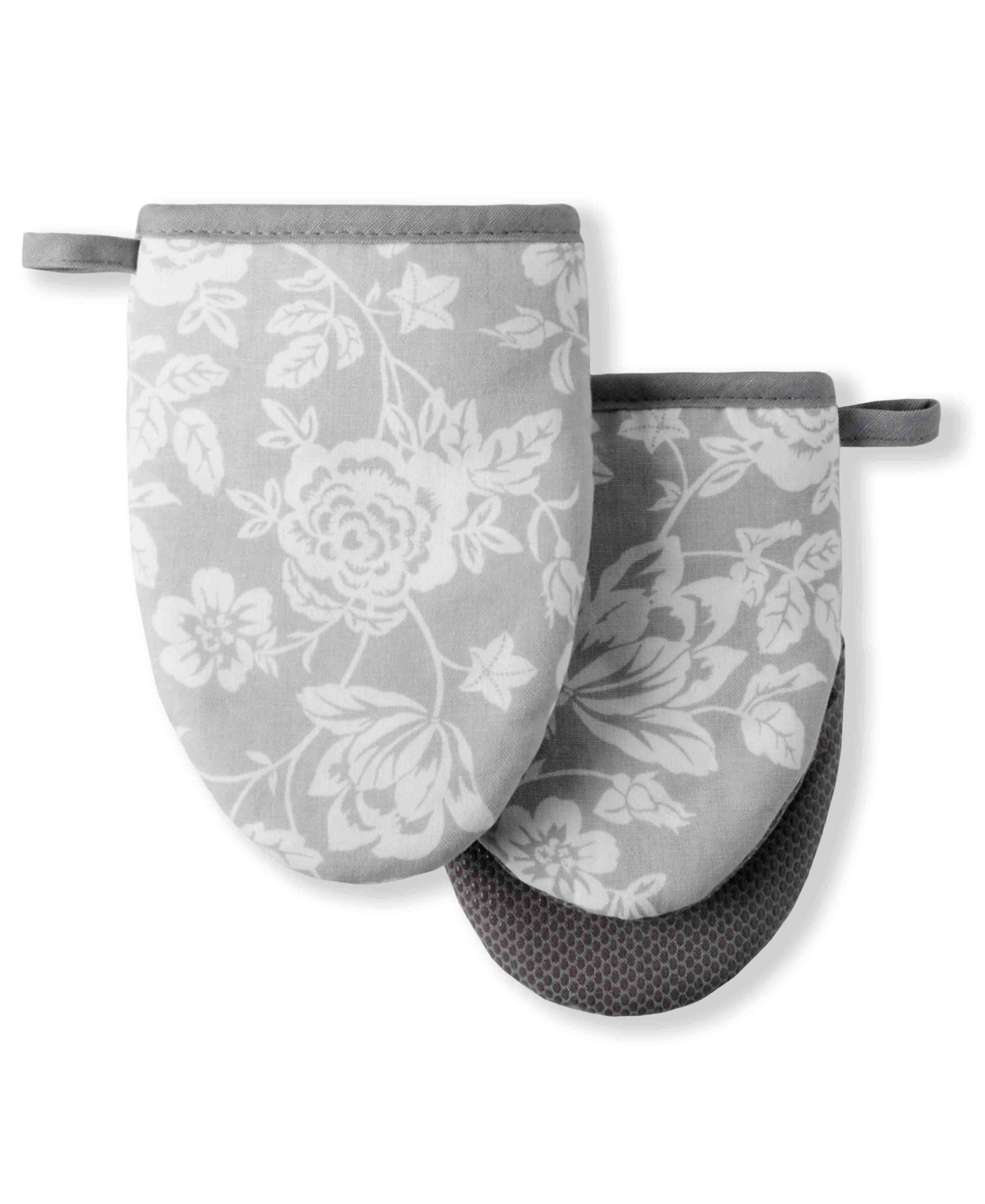 Shop Martha Stewart Printed Mini Oven Mitt 5.5" X 8" 2 Pk In Gray