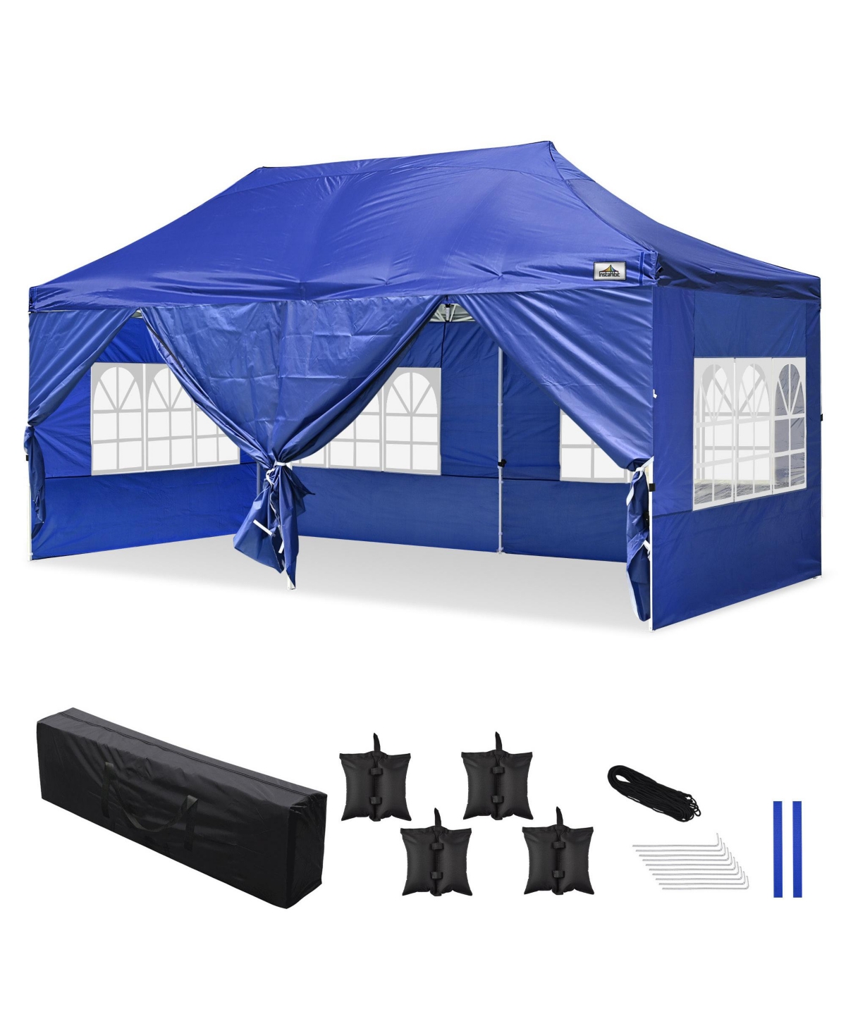 10x20FT Canopy Wedding Party Tent Pop Up Folding Gazebo Outdoor w/ 4 Sidewalls & Bag Navy - Blue