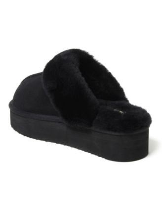 Fireside by Women's Melton Genuine Shearling Platform Scuff Slipper