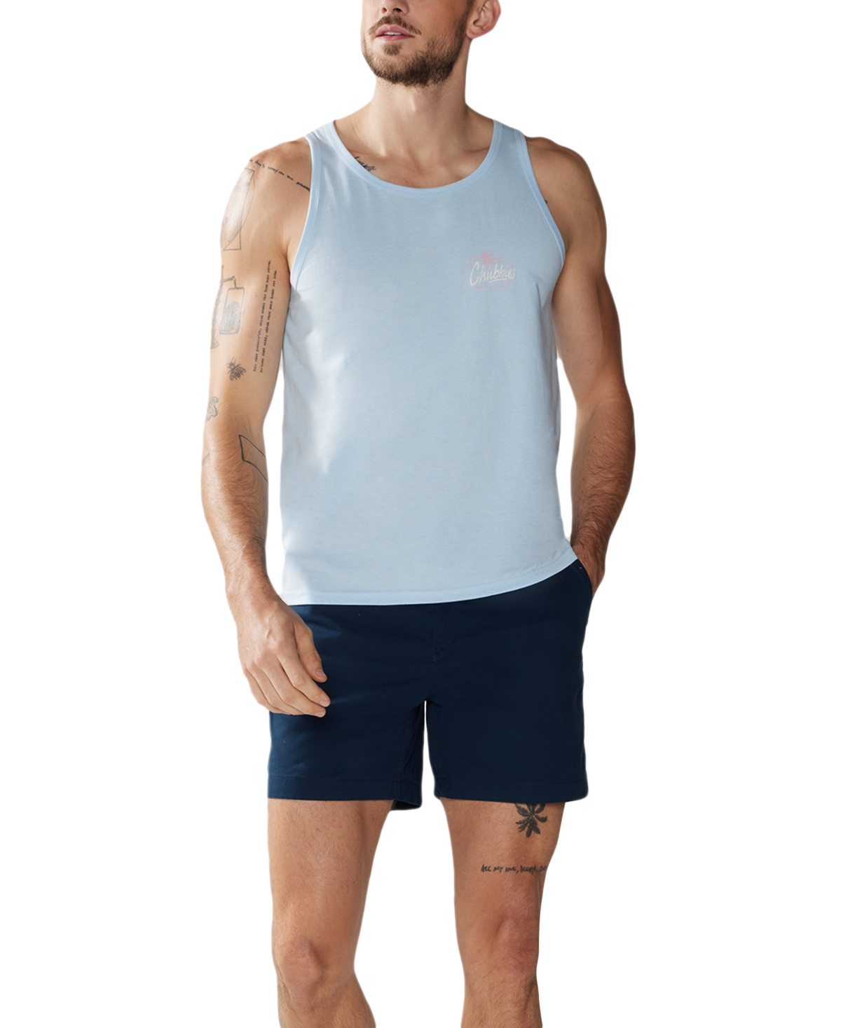 Chubbies Men's The Club Soto Logo Graphic Tank -Pastel Blue