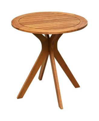 27 Inch Outdoor Round Solid Wood Coffee Table Bistro Side Table