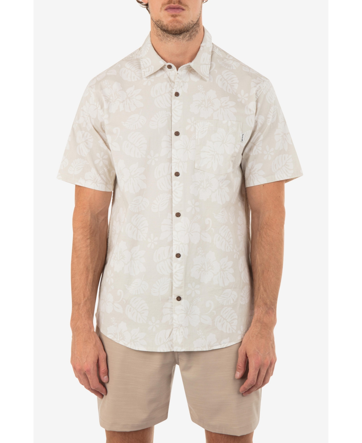 Shop Hurley Men's One And Only Lido Stretch Short Sleeves Shirt In Bone