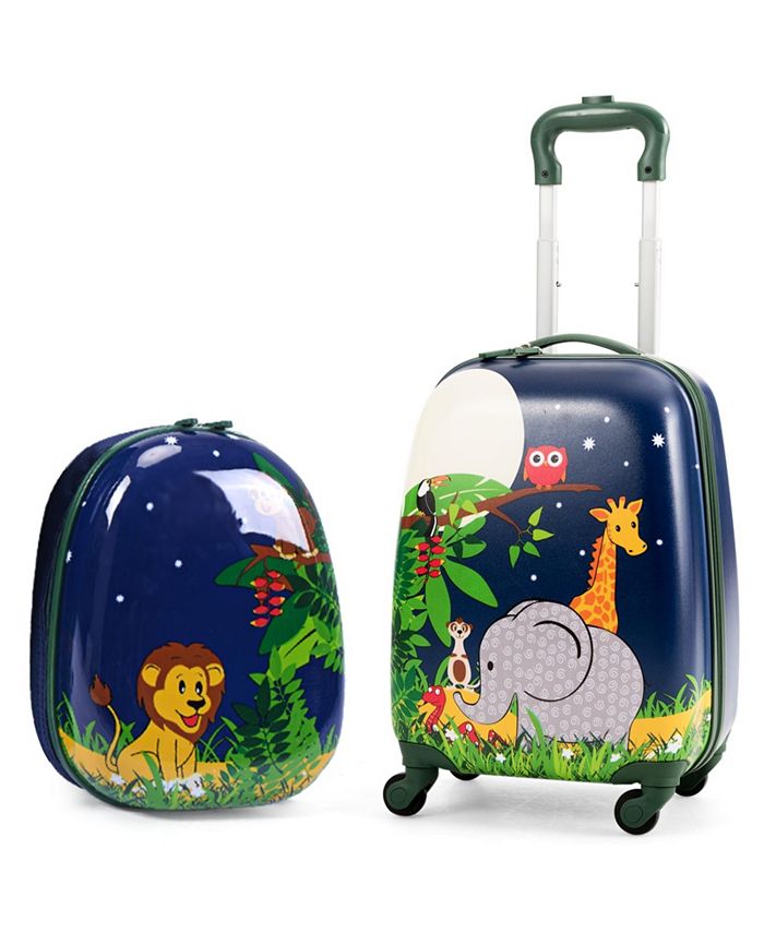 Slickblue 2 Pieces Kids Carry on Suitcase Rolling Backpack School ...