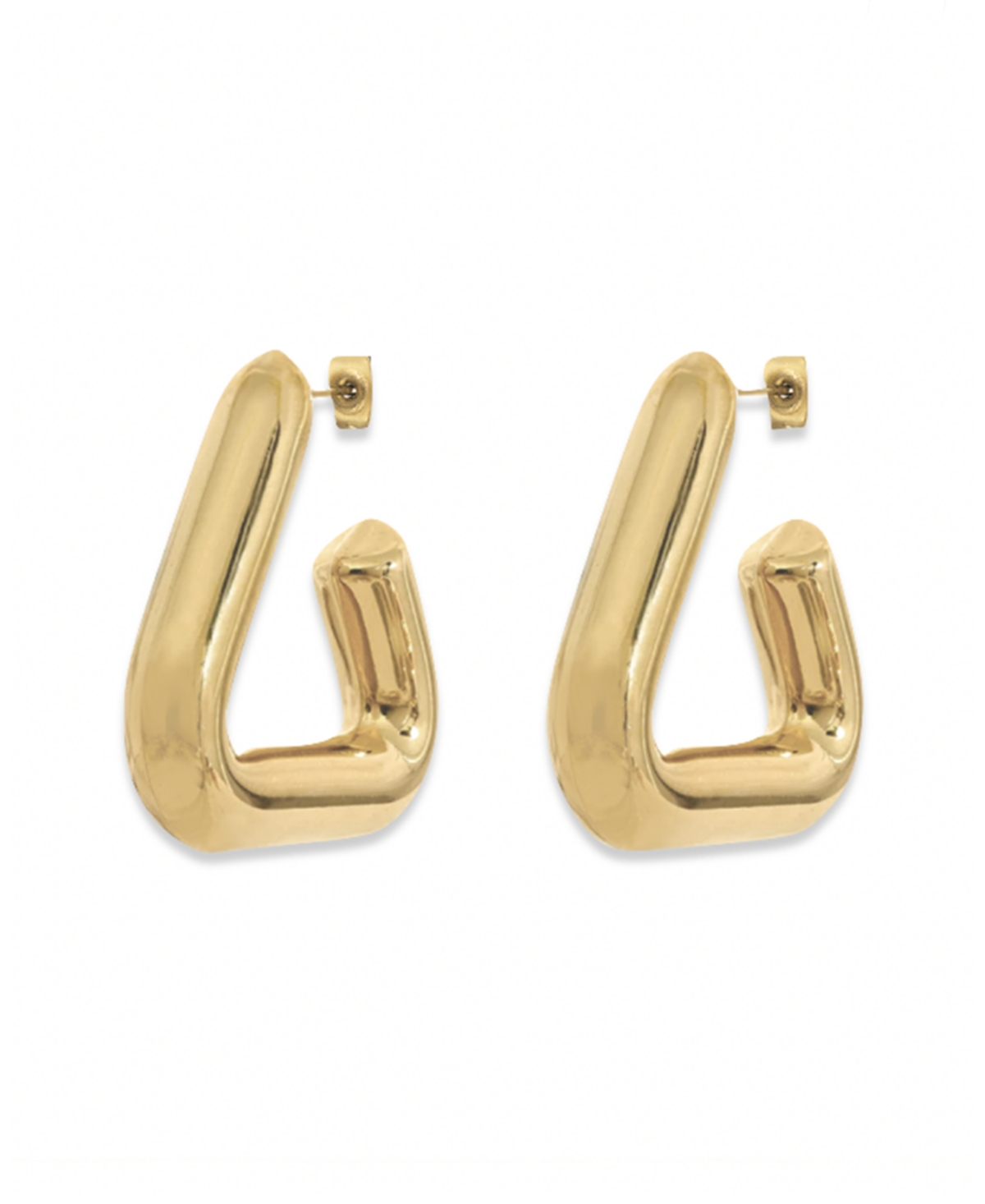 Gold-Tone Polished Non-Tarnish Triangle Hoop Earrings, 1.40" - Gold