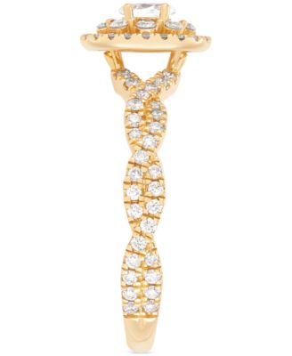 Diamond Oval Halo Twist Band Engagement Ring (3/4 ct. t.w.) in 14k Gold