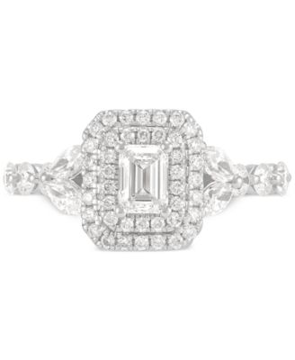 Diamond Emerald-Cut Double Halo Engagement Ring (1-1/2 ct. t.w.) in 14k White Gold