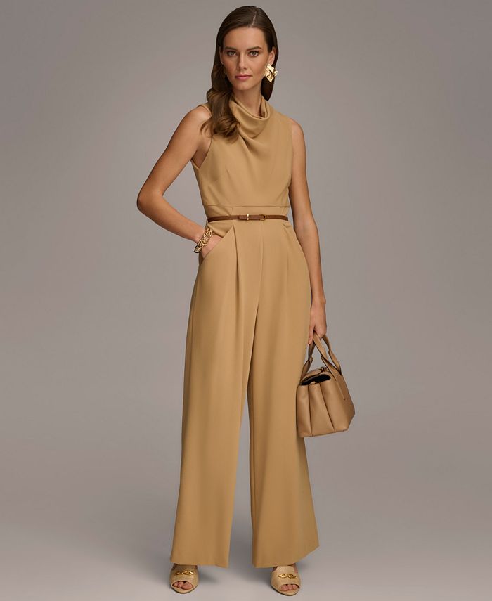 Donna Karan New York Donna Karan Women's Draped-Neck Belted Sleeveless ...