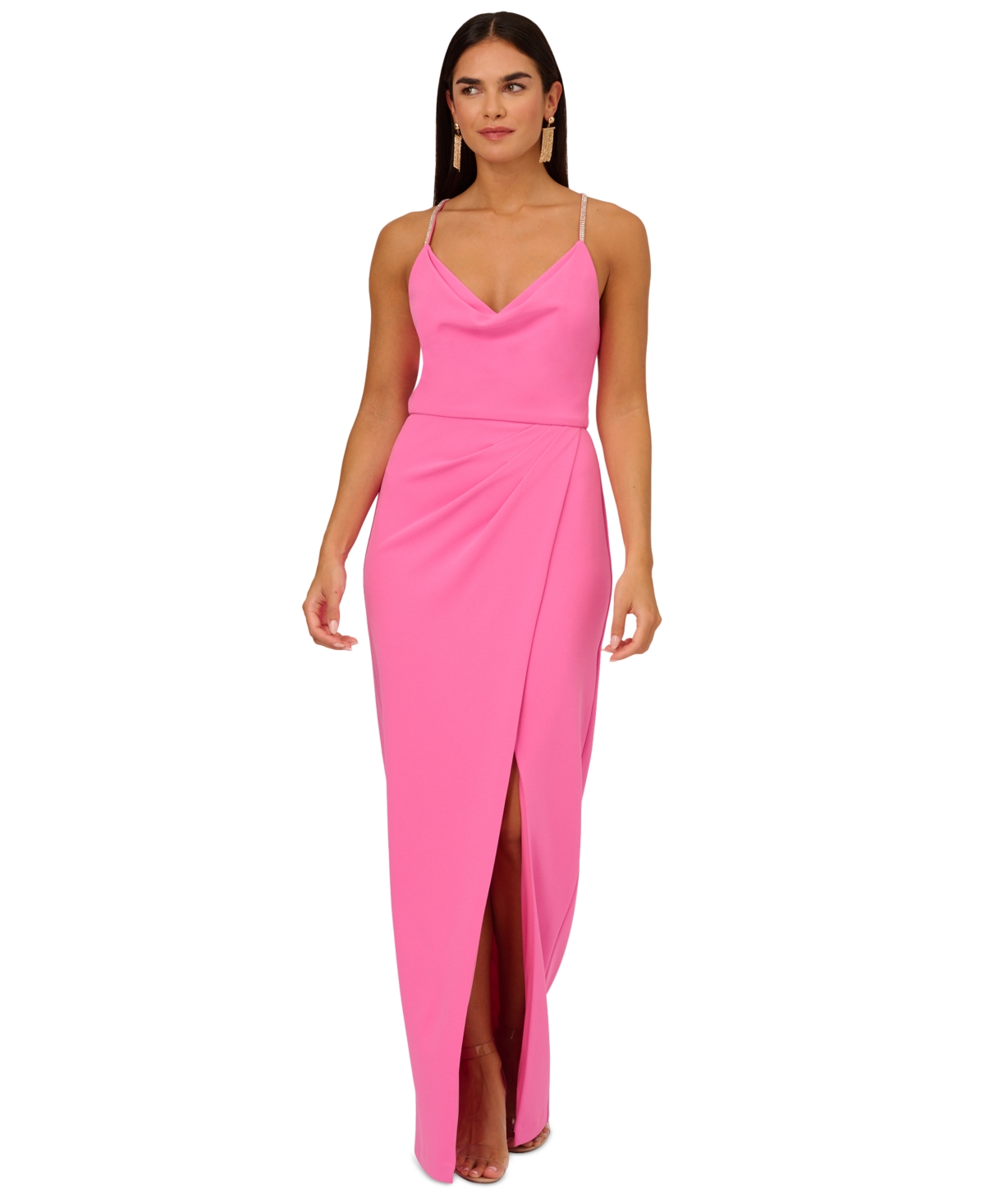 Shop Adrianna By Adrianna Papell Women's Cowlneck Sleeveless Gown In Pink