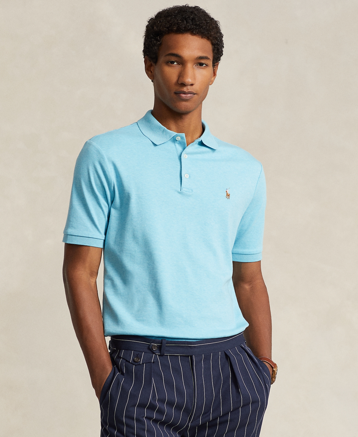 Shop Polo Ralph Lauren Men's Custom Slim Fit Soft Cotton Polo Shirt In Turquoise Nova Heather