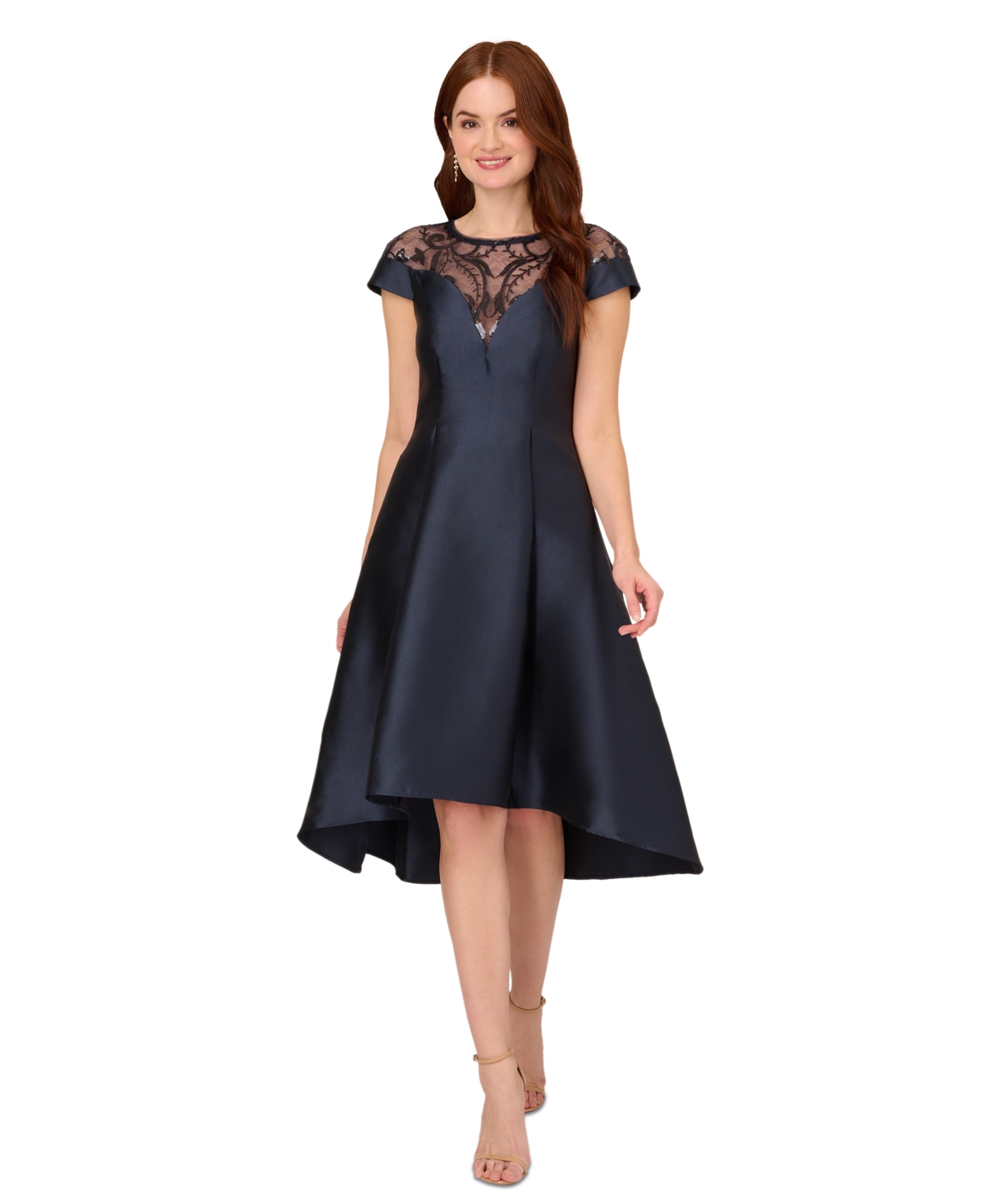 Shop Adrianna Papell Women's Mikado High-low Party Dress In Midnight