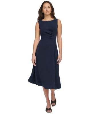 dkny navy blue dress DKNY Size M Navy Orange Merino Wool Contrast Trim Short Sleeve Dress – Sui  Generis Designer Consignment main image 0