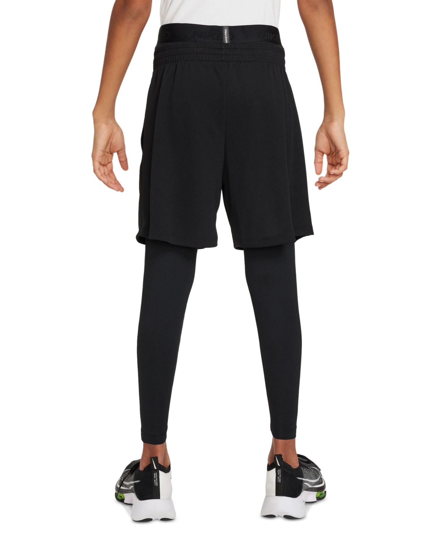 Леггинсы Nike Pro Dri-FIT Stretch Performance Leggings для мальчиков, цвет: Чёрный / Белый — фото 2