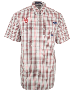 Columbia Mens Short-Sleeve Oklahoma Sooners Button-Down Shirt