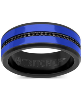 Men's Black Sapphire & Ceramic Wedding Band (1/4 ct. t.w.) in Tungsten Carbide