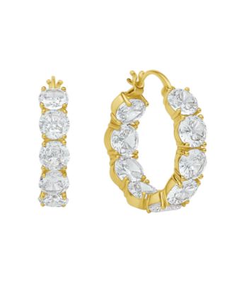 Cubic Zirconia Inside Outside Hoop Earring